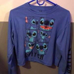 A blue stitch crop top